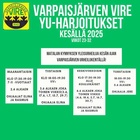 Harjoitusaikataulu
Hinnat: alle kouluikäiset 15€ Uusi 20€
Kouluikäiset 30€ Uusi 50€
Nuoret 40€ Uusi 60€
Uutena aloittaville ostetaan lisenssi, joka sisältää vakuutuksen harjoituksissa sattuneiden tapaturmien osalta.